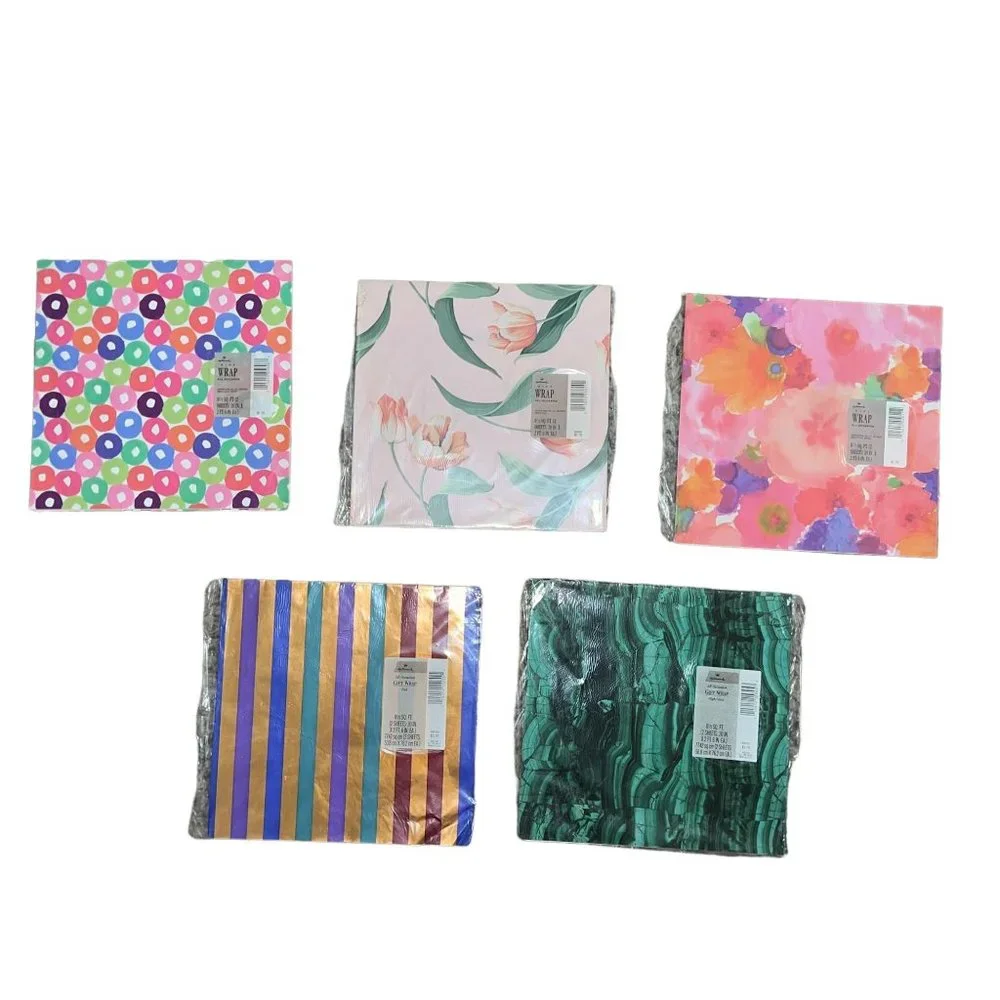 Vintage New Hallmark Gift Wrap Lot 36 Baby Birthday Spring Easter Flat Wrap